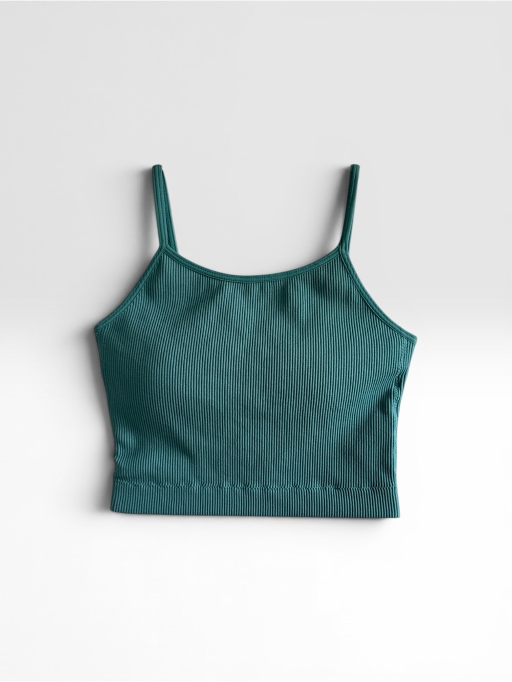Zenana Ribbed Cropped Cami Brami Top in Teal